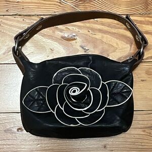 Black and brown rose purse